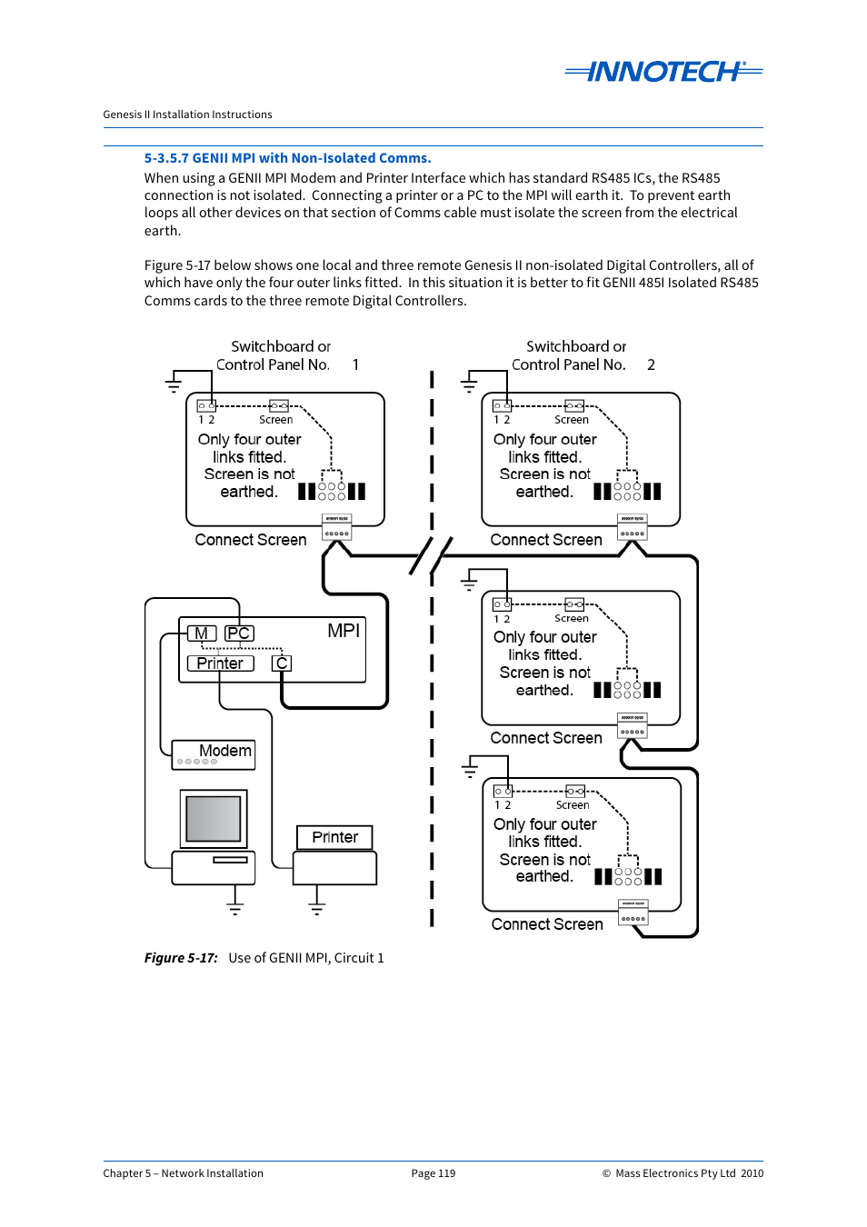 Use of genii mpi, circuit 1, E 5-17 | Innotech Genesis II Digital Controller (v5) User Manual | Page 119 / 124