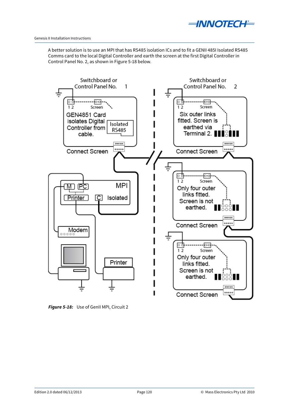 Use of genii mpi, circuit 2, E 5-18 | Innotech Genesis II Digital Controller (v5) User Manual | Page 120 / 124