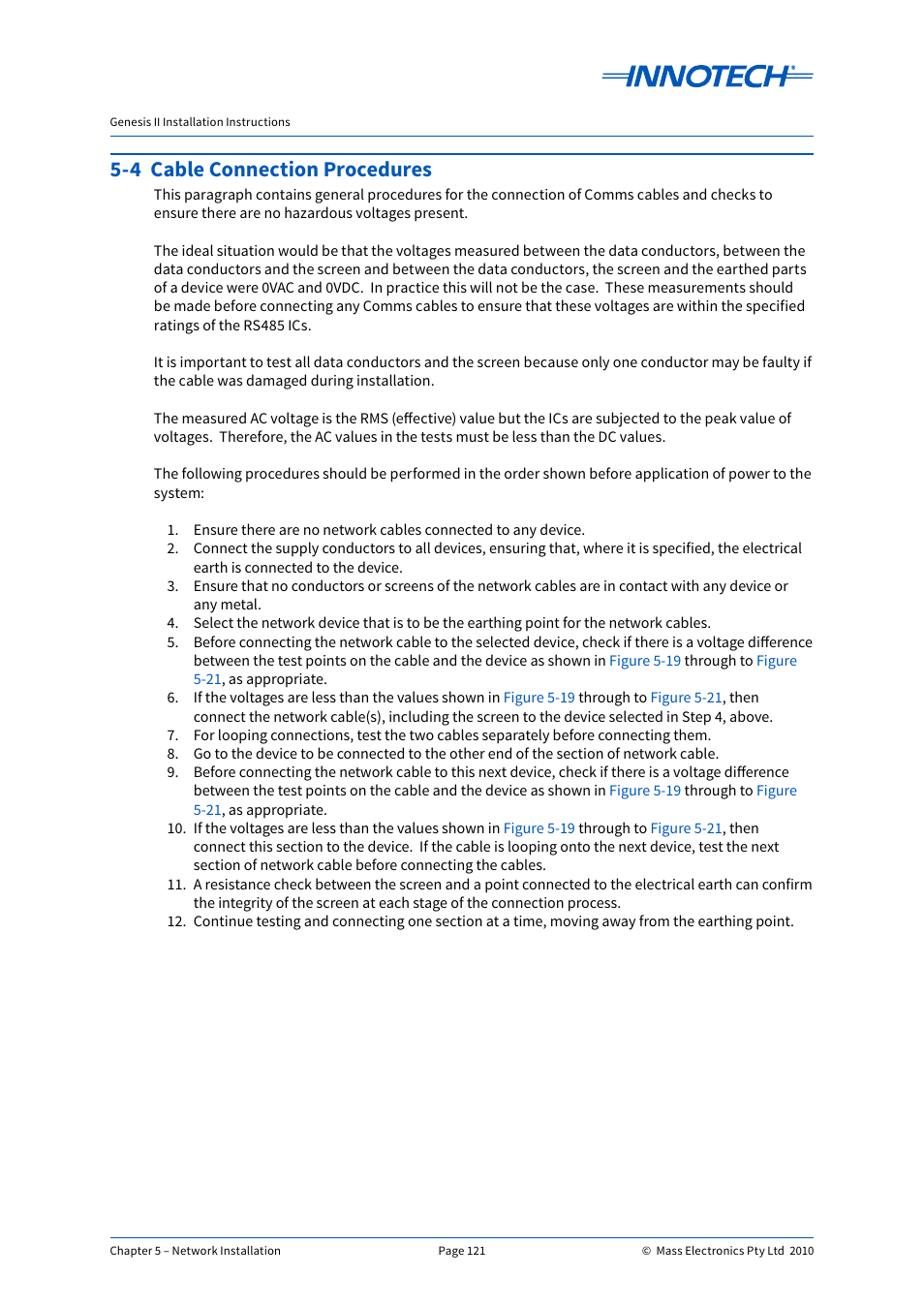4 cable connection procedures | Innotech Genesis II Digital Controller (v5) User Manual | Page 121 / 124