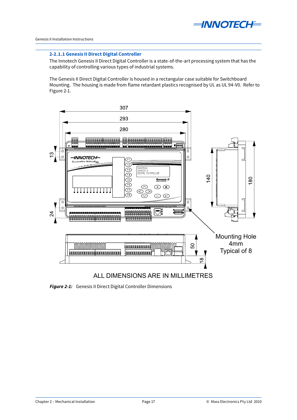 Genesis ii direct digital controller dimensions | Innotech Genesis II Digital Controller (v5) User Manual | Page 17 / 124