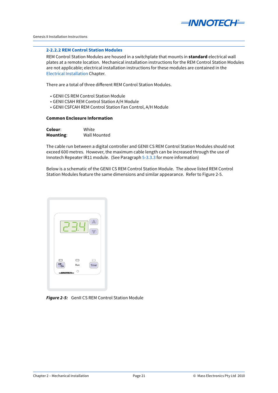 Genii cs rem control station module | Innotech Genesis II Digital Controller (v5) User Manual | Page 21 / 124