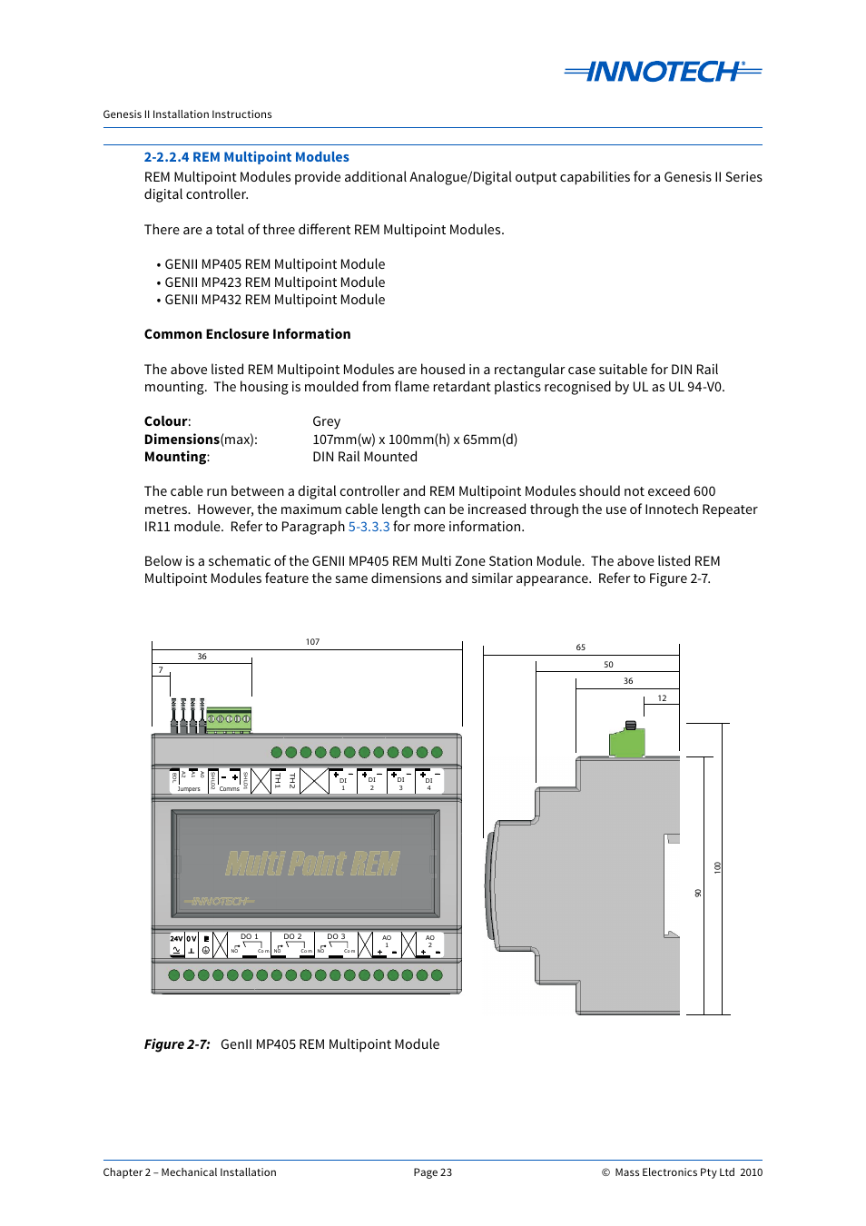 Genii mp405 rem multipoint module | Innotech Genesis II Digital Controller (v5) User Manual | Page 23 / 124