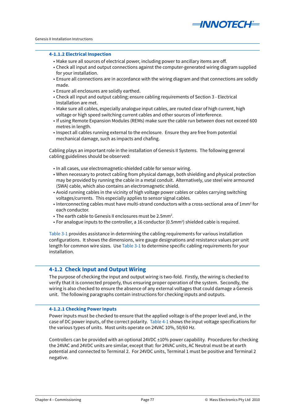 1.2 check input and output wiring | Innotech Genesis II Digital Controller (v5) User Manual | Page 77 / 124