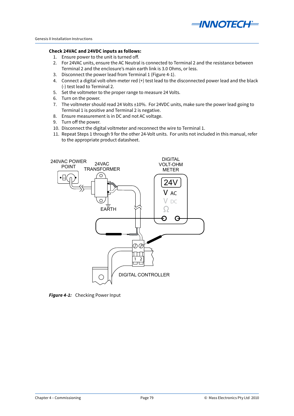 Checking power input | Innotech Genesis II Digital Controller (v5) User Manual | Page 79 / 124