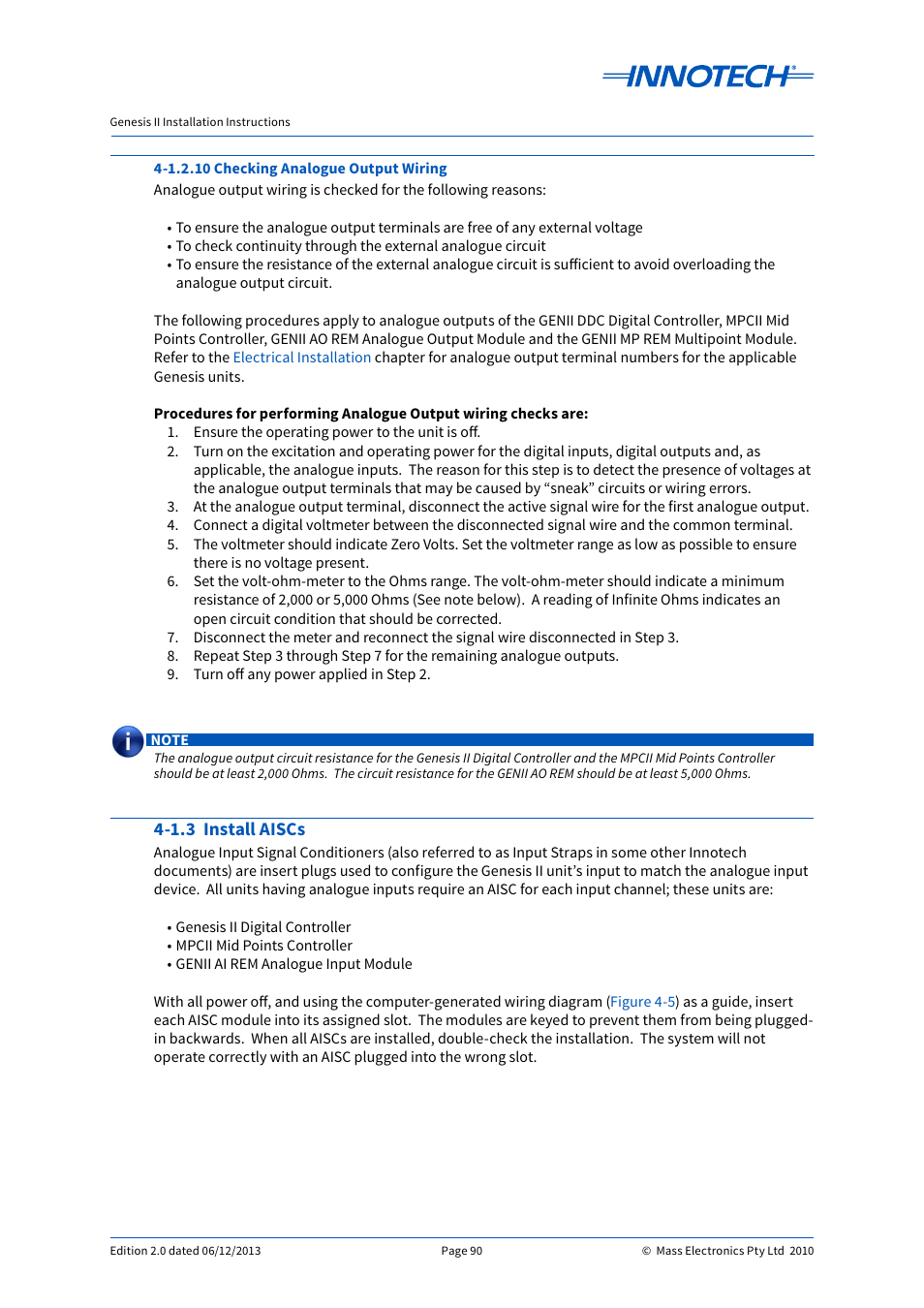 1.3 install aiscs | Innotech Genesis II Digital Controller (v5) User Manual | Page 90 / 124