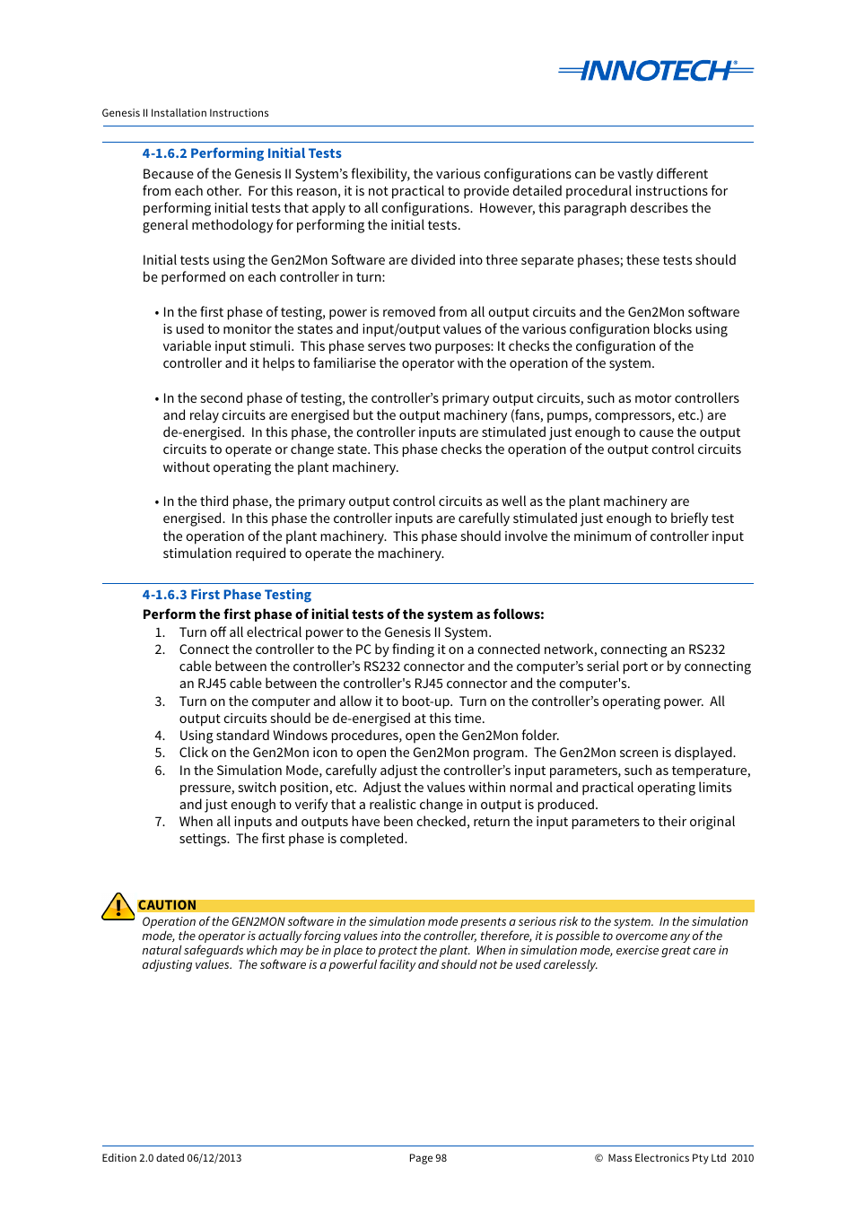 Innotech Genesis II Digital Controller (v5) User Manual | Page 98 / 124