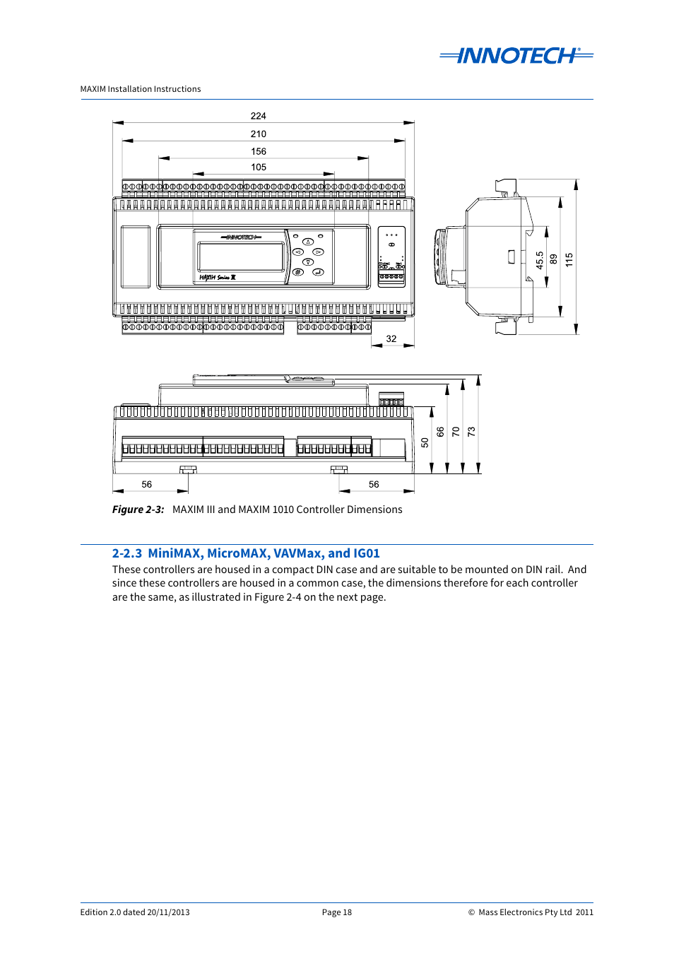 2.3 minimax, micromax, vavmax, and ig01 | Innotech Maxim User Manual | Page 18 / 60