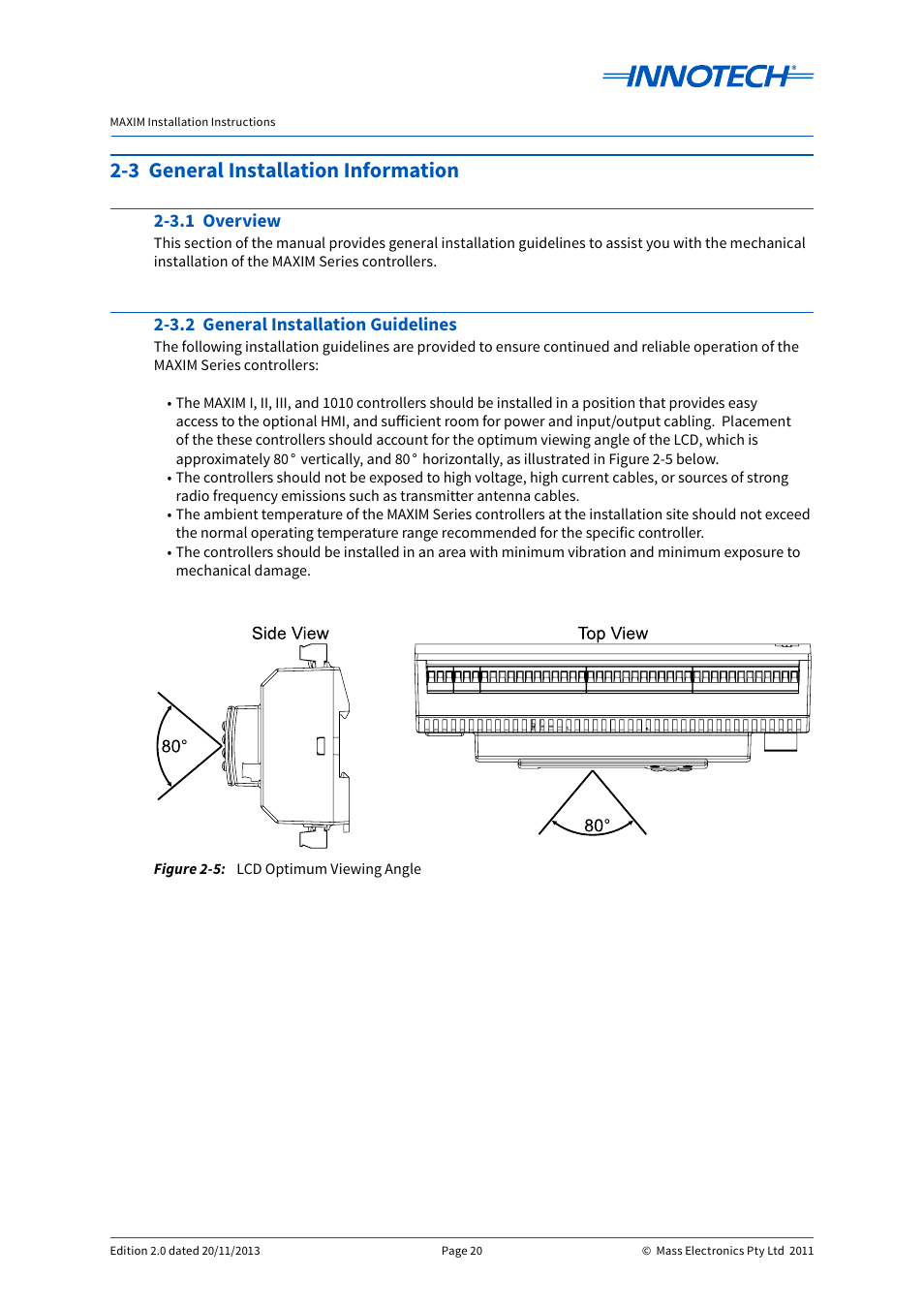 3 general installation information | Innotech Maxim User Manual | Page 20 / 60