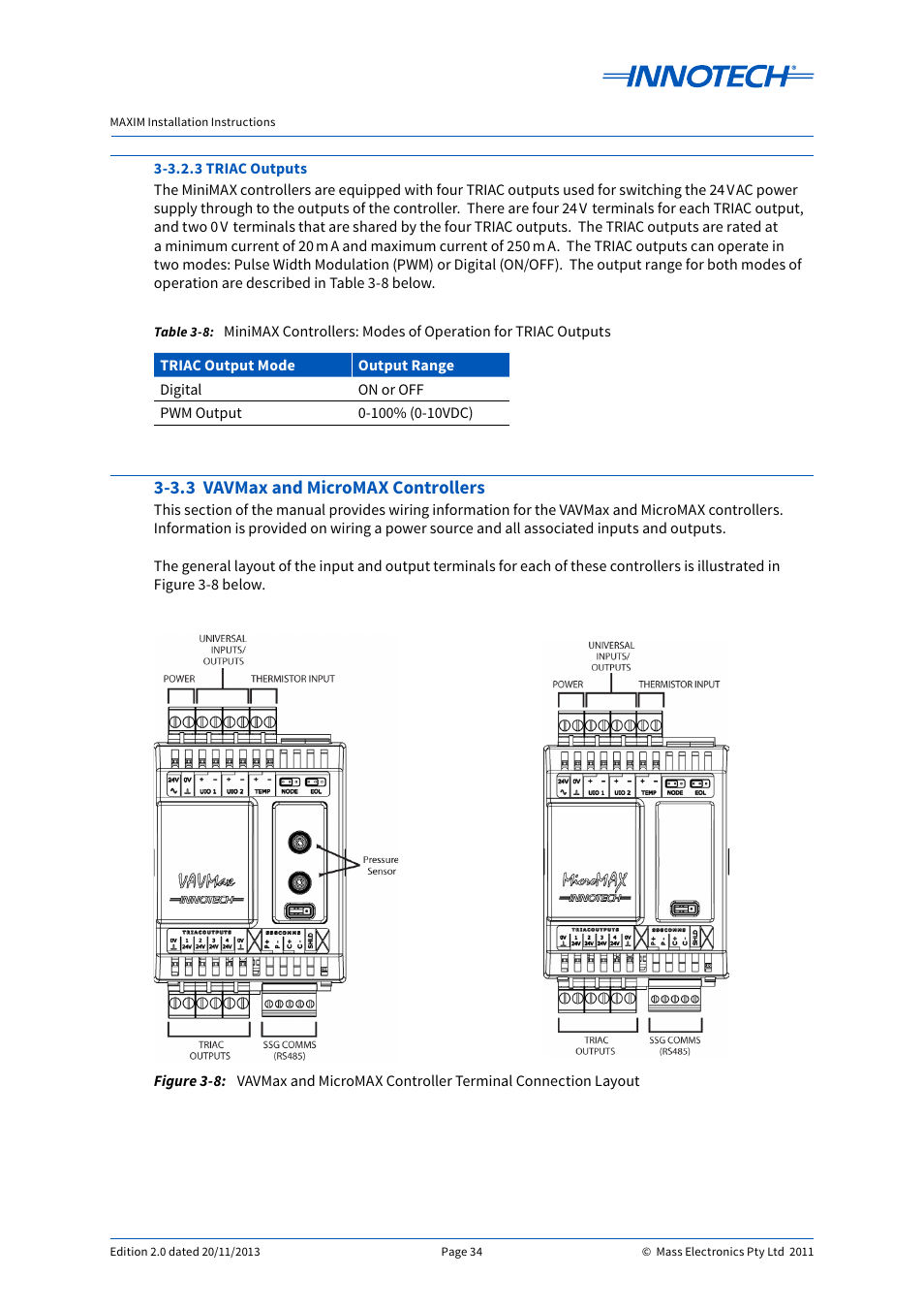 3.3 vavmax and micromax controllers | Innotech Maxim User Manual | Page 34 / 60