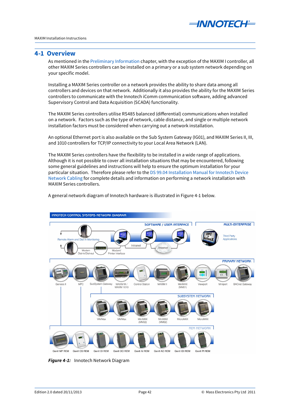 Innotech network diagram, 1 overview | Innotech Maxim User Manual | Page 42 / 60