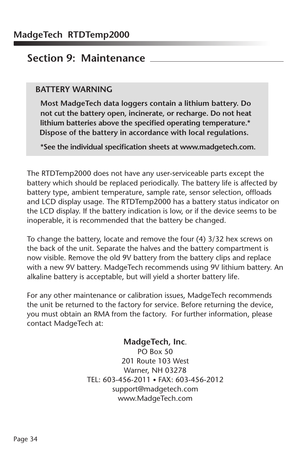 MadgeTech RTDTemp2000 Data Logger User Manual | Page 35 / 38