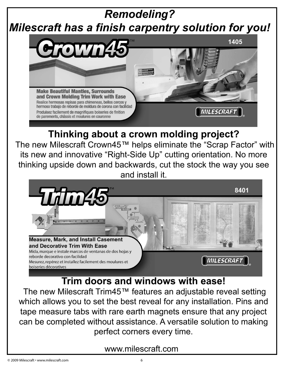 Thinking about a crown molding project, Trim doors and windows with ease | Milescraft 1215 - StrikePlateMortise Kit User Manual | Page 6 / 6