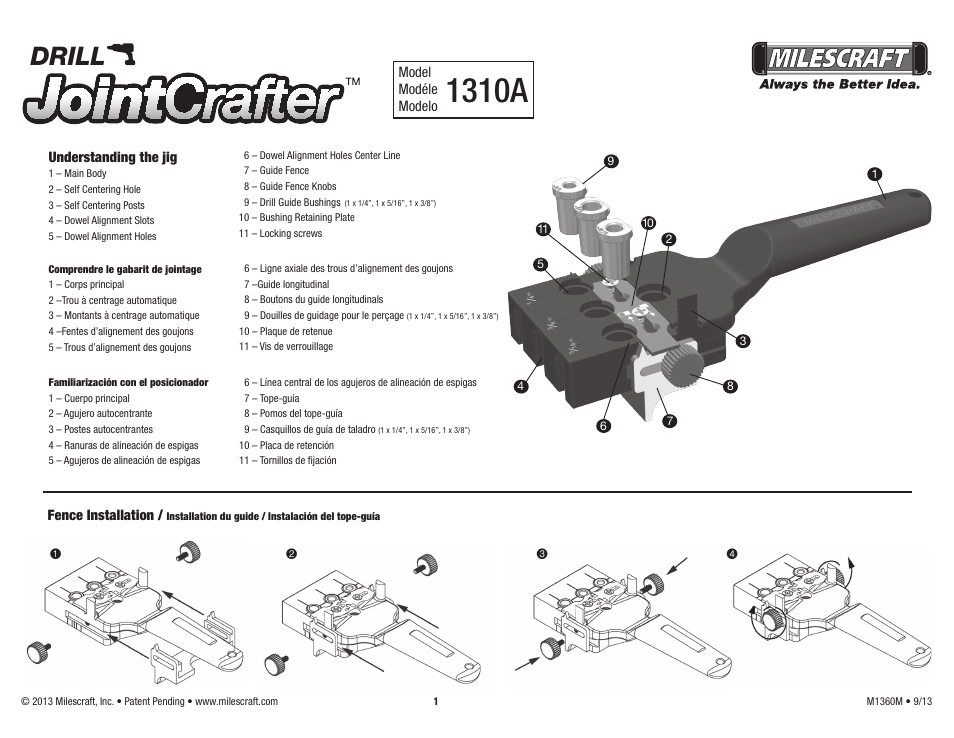 Milescraft 1310 - JointCrafter User Manual | 12 pages