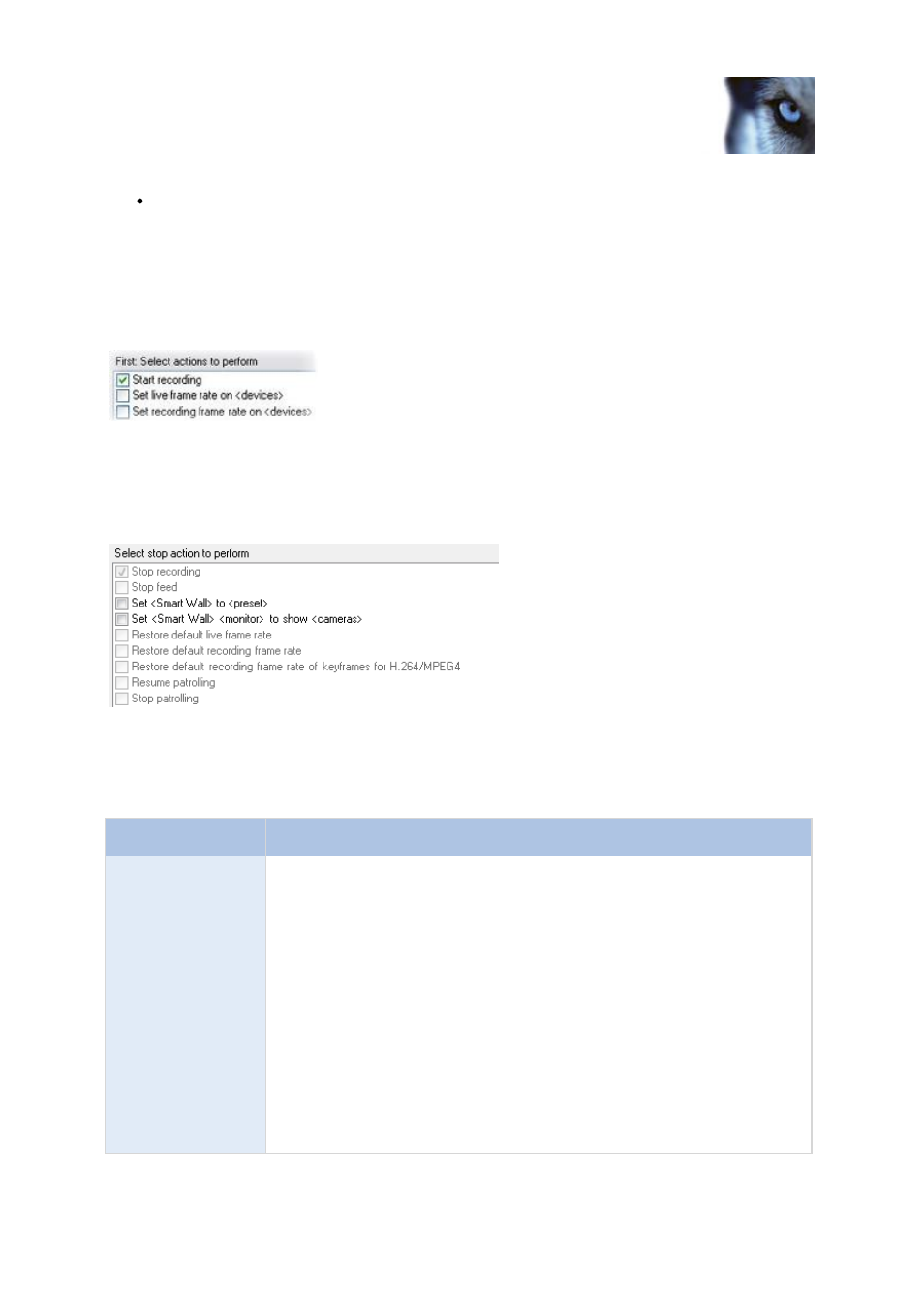 About actions and stop actions | Milestone XProtect Advanced VMS 2014 User Manual | Page 135 / 297