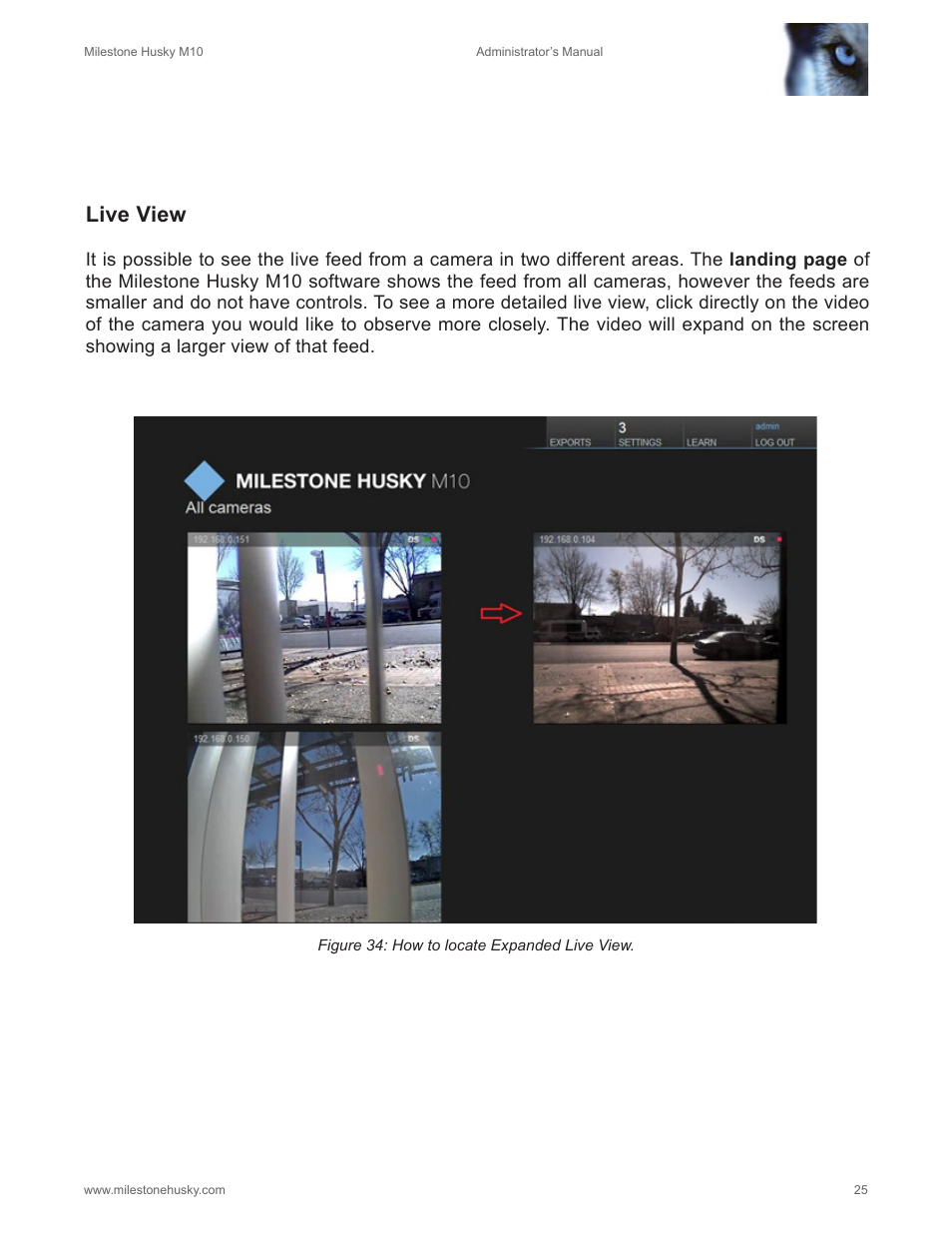 Live view | Milestone M10 User Manual | Page 26 / 38