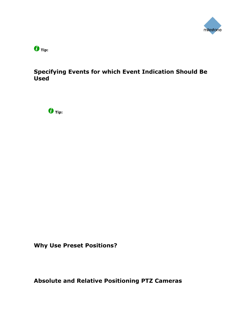 Why use preset positions, Absolute and relative positioning ptz cameras | Milestone Basis+ 6.5 User Manual | Page 51 / 160