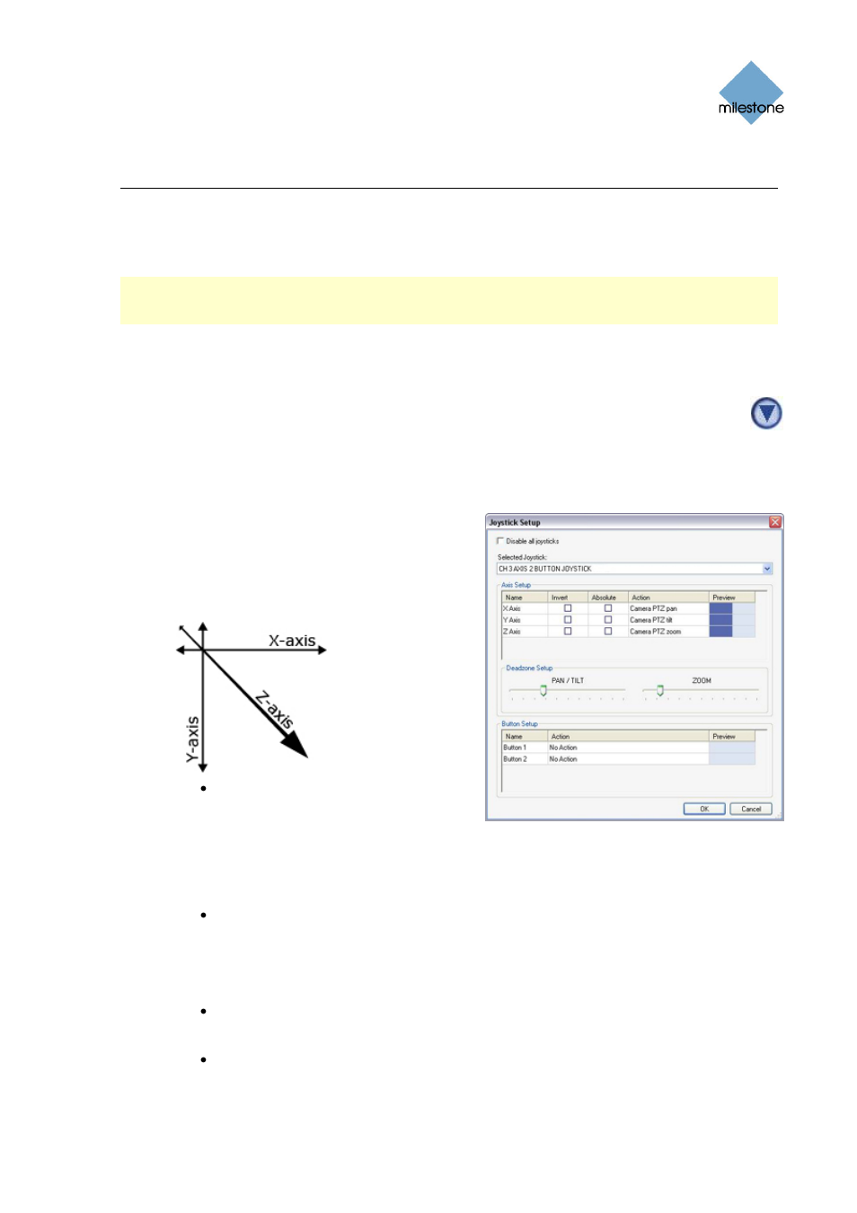 Further configuration, Customizing joystick setup | Milestone Smart Client 3.6 User Manual | Page 42 / 115