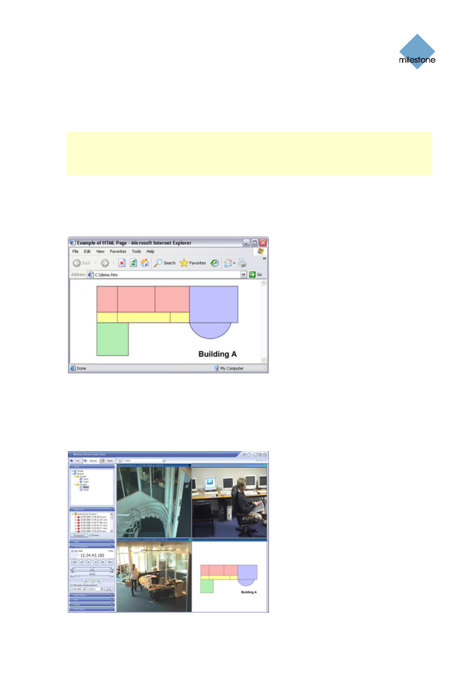 Example of an html page with image map navigation | Milestone Smart Client 3.6 User Manual | Page 48 / 115
