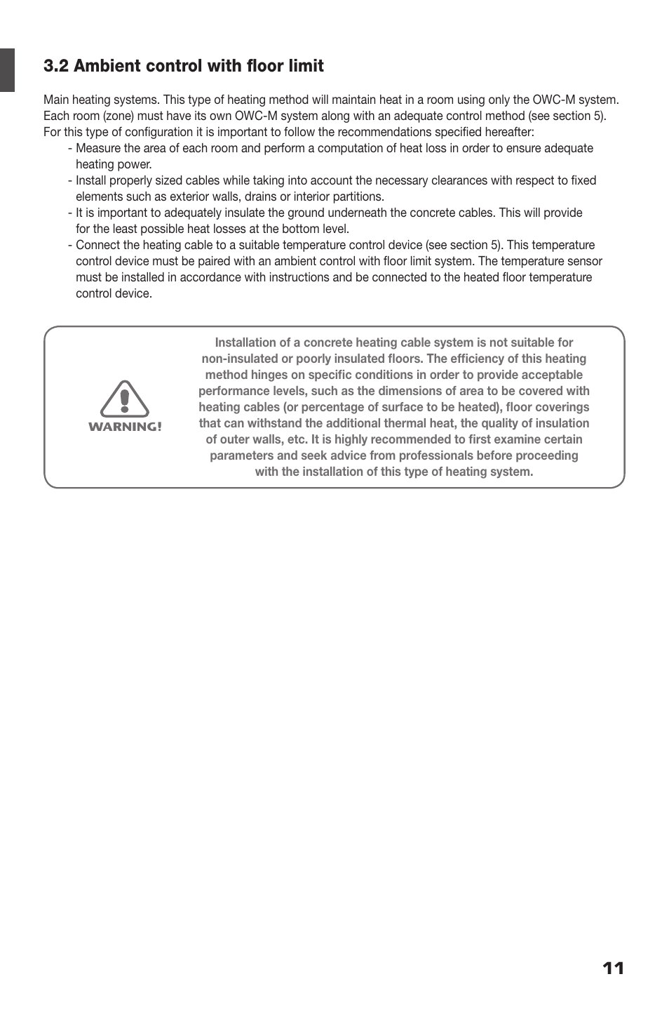 2 ambient control with floor limit | Ouellet OWC-M User Manual | Page 11 / 26