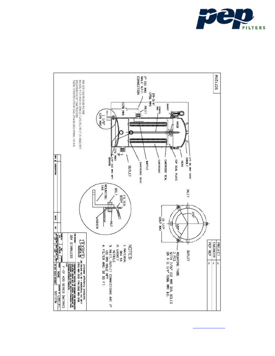 PEP Filters CARTRIDGE FILTERS User Manual | Page 5 / 5