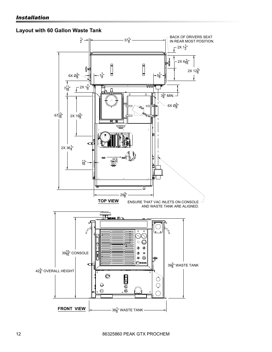 Installation layout with 60 gallon waste tank | Prochem Peak GTX User Manual | Page 14 / 140