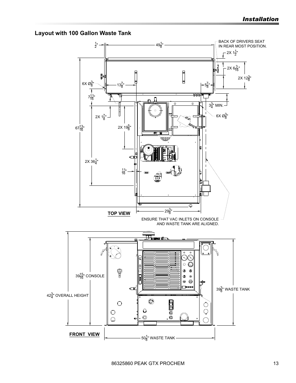 Installation layout with 100 gallon waste tank | Prochem Peak GTX User Manual | Page 15 / 140