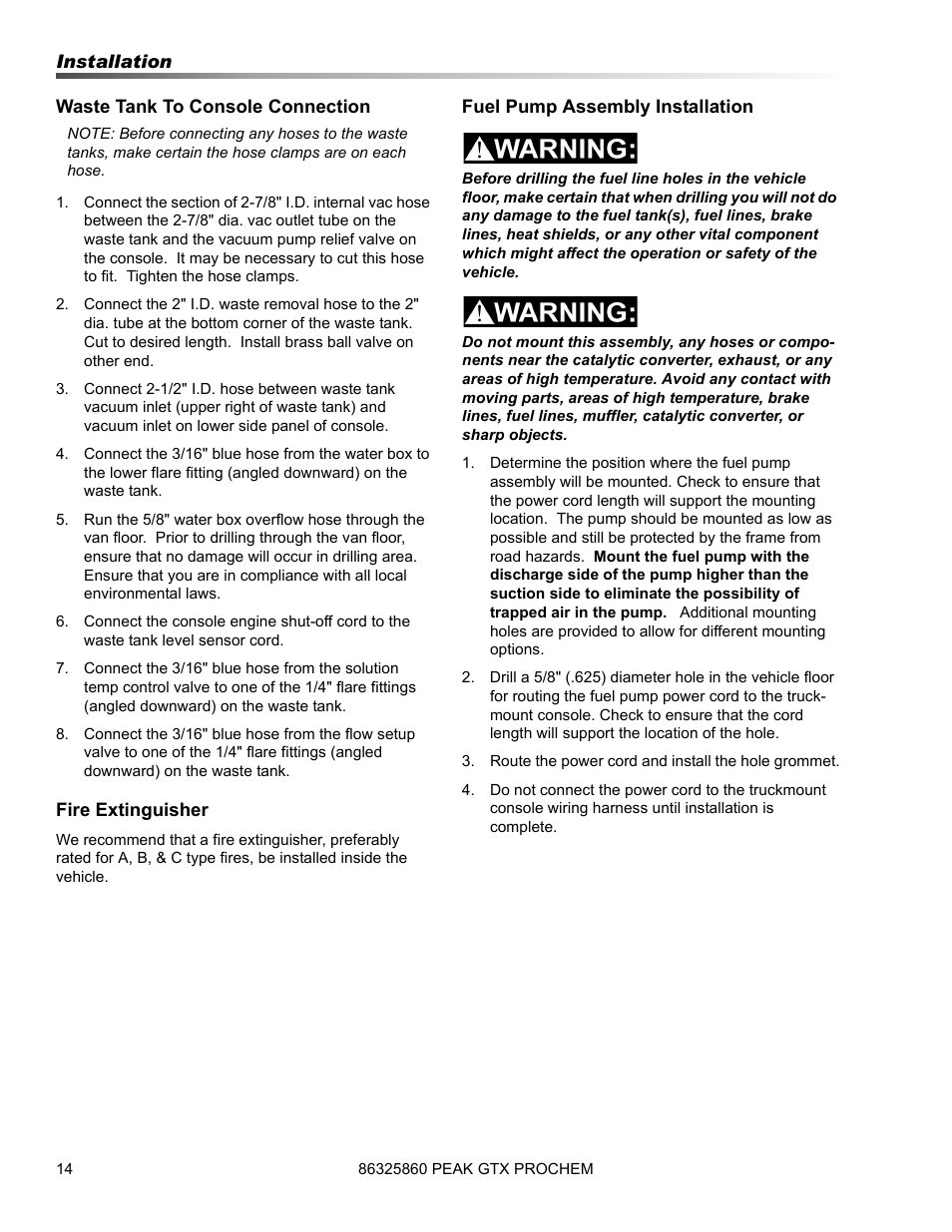 Prochem Peak GTX User Manual | Page 16 / 140
