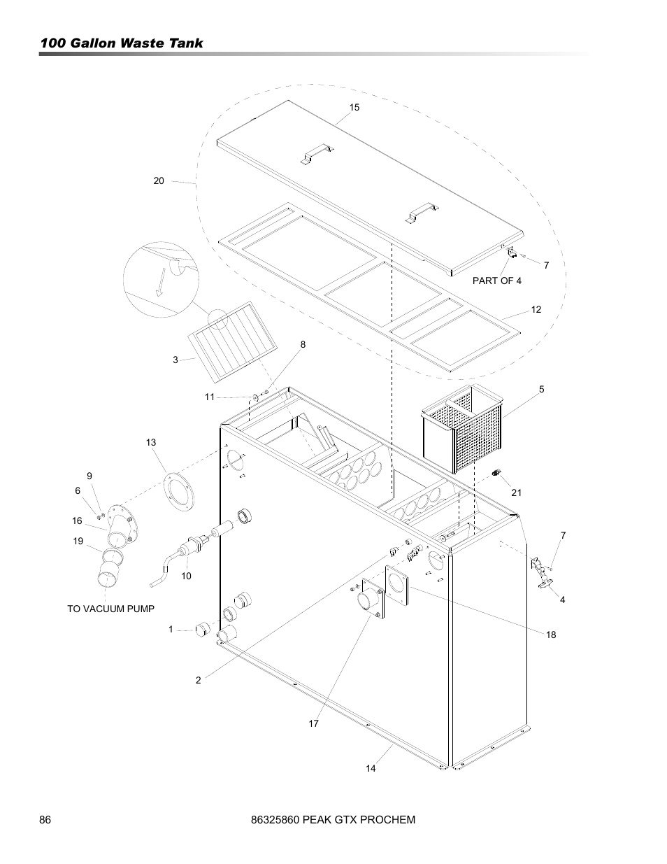 100 gallon waste tank | Prochem Peak GTX User Manual | Page 88 / 140