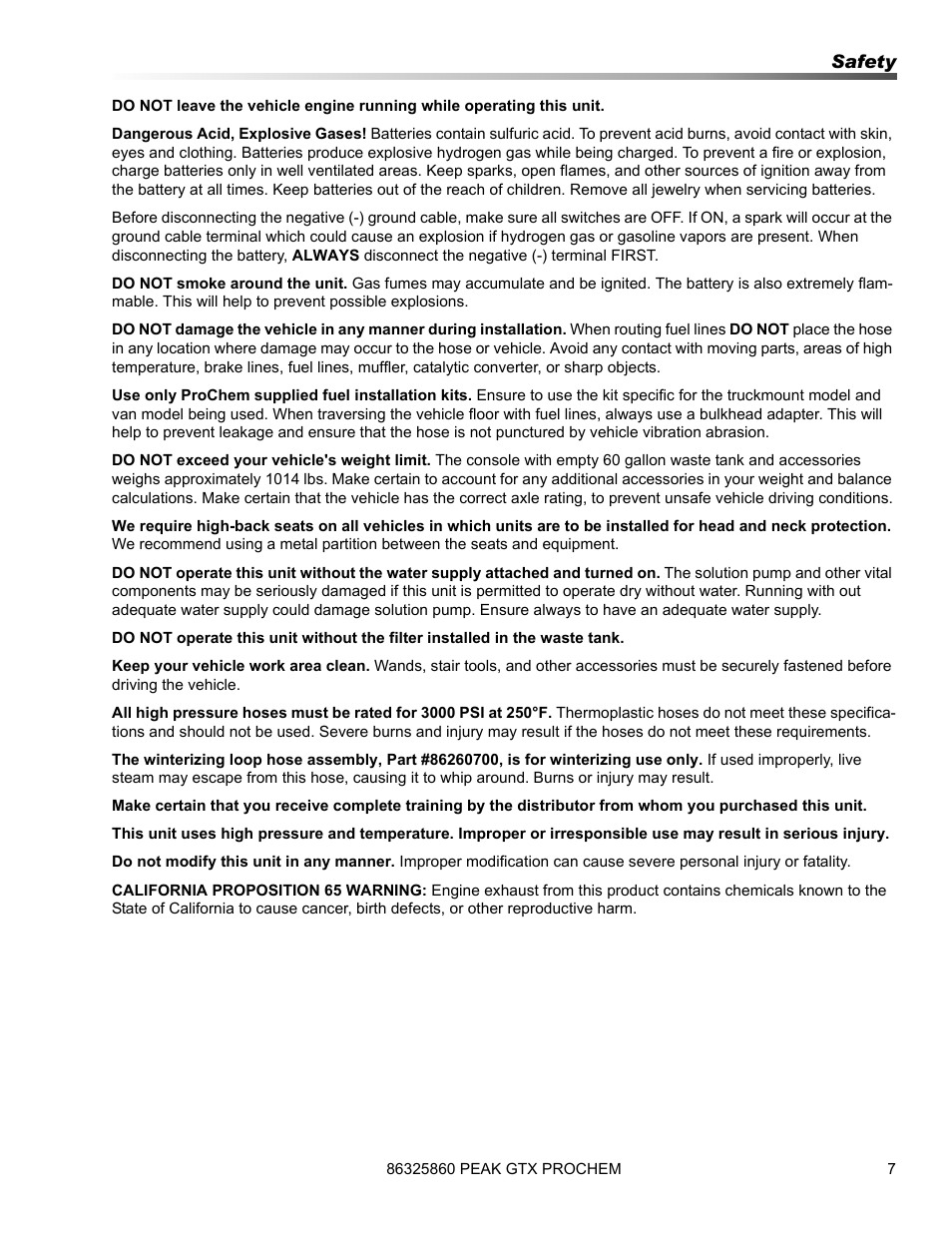 Prochem Peak GTX User Manual | Page 9 / 140