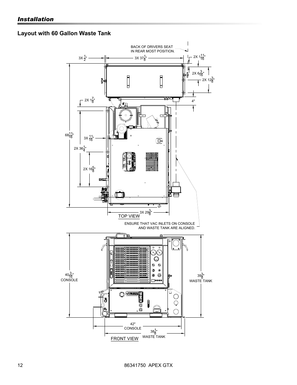Installation layout with 60 gallon waste tank | Prochem Apex GTX User Manual | Page 14 / 166