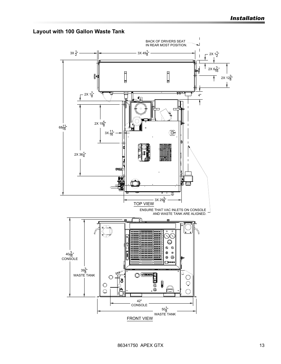 Installation layout with 100 gallon waste tank | Prochem Apex GTX User Manual | Page 15 / 166