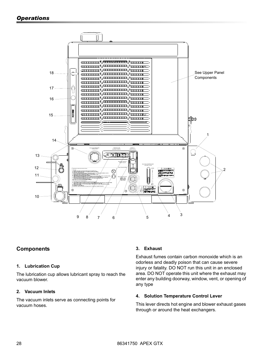 Operations components | Prochem Apex GTX User Manual | Page 30 / 166