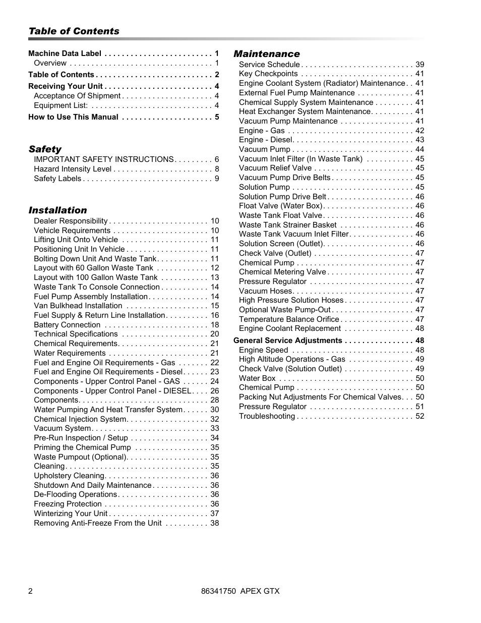 Prochem Apex GTX User Manual | Page 4 / 166
