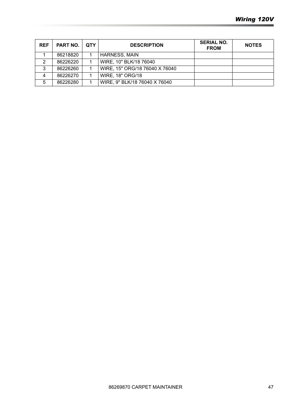 Wiring 120v | Prochem ProCaps Deluxe User Manual | Page 47 / 55