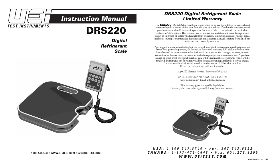 UEi Test Instruments DRS220 User Manual | 10 pages