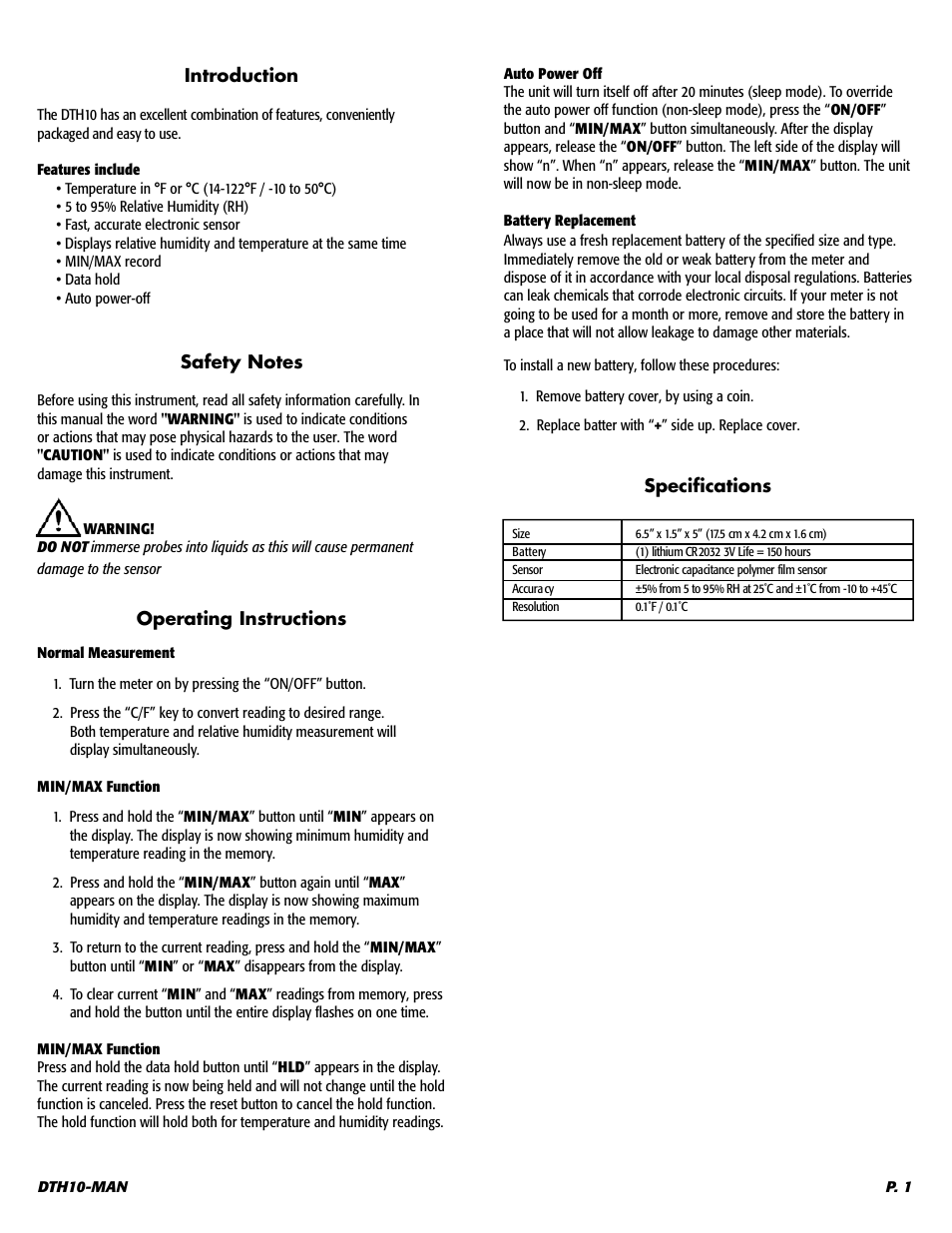 UEi Test Instruments DTH10 User Manual | Page 2 / 3