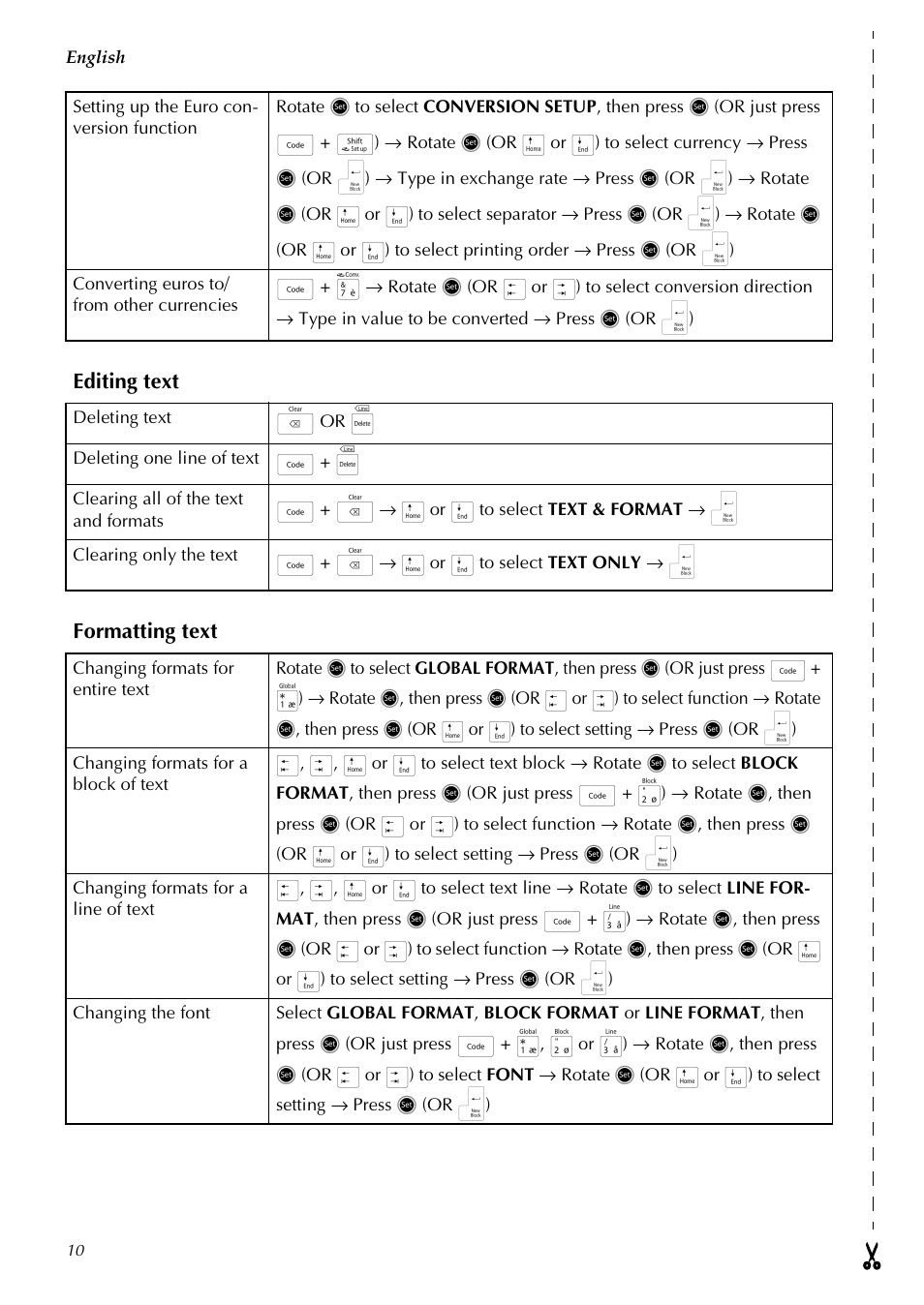Editing text, Formatting text | Brother PT-3600 User Manual | Page 12 / 60