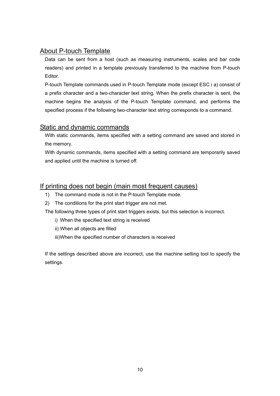 About p-touch template, Static and dynamic commands | Brother PJ-663 User Manual | Page 32 / 76
