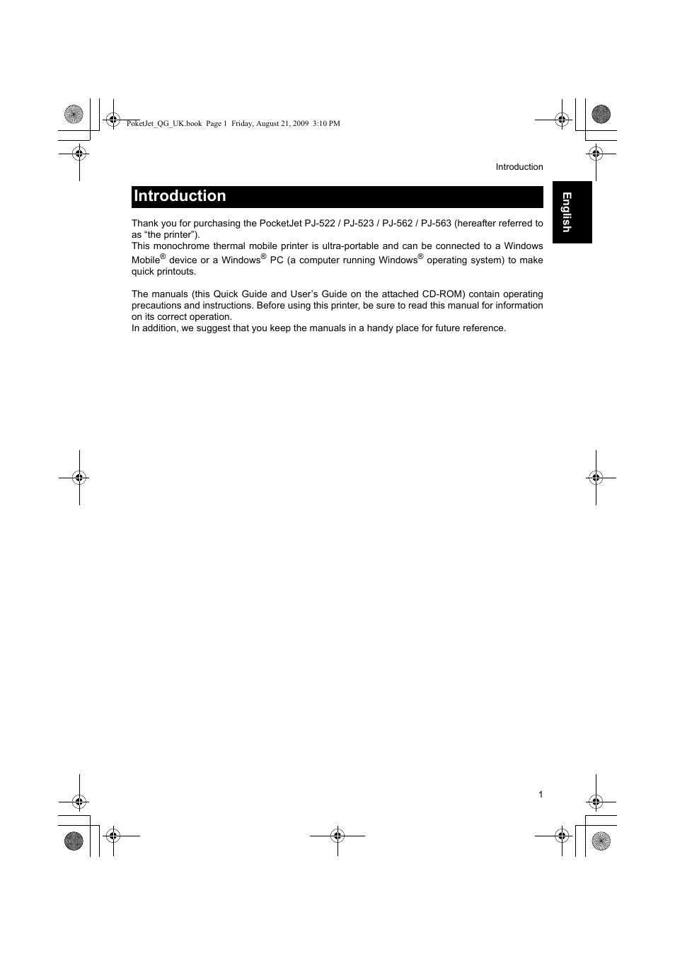 Introduction | Brother PJ-523 User Manual | Page 2 / 170