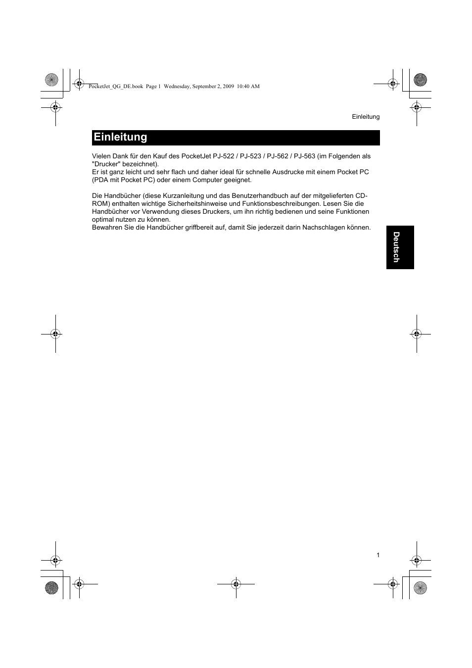 Einleitung | Brother PJ-523 User Manual | Page 25 / 170
