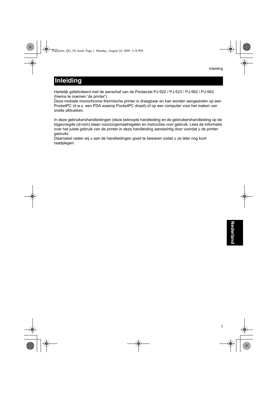 Inleiding | Brother PJ-523 User Manual | Page 60 / 170