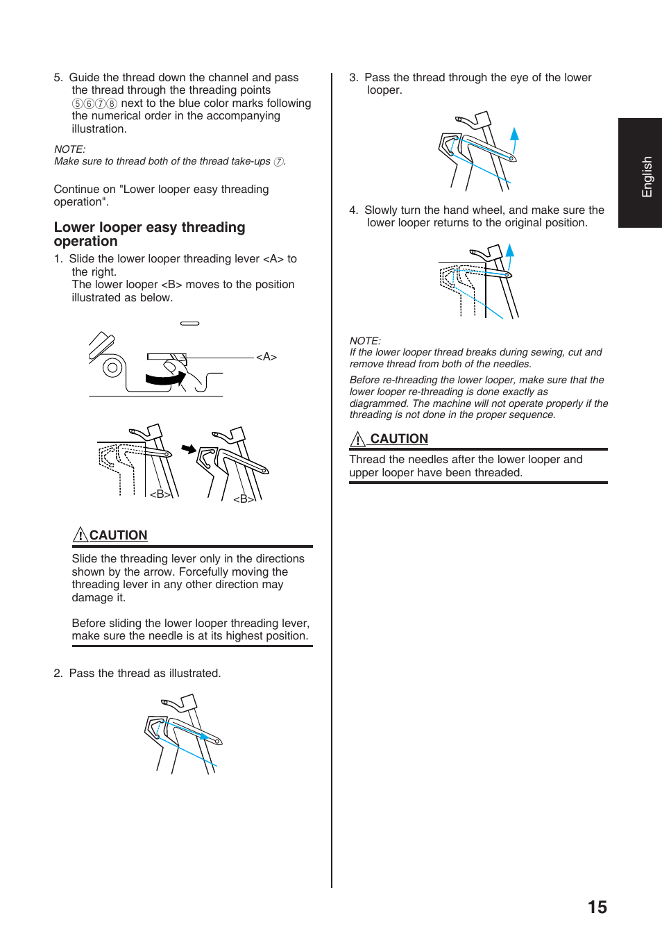 Lower looper easy threading operation | Brother 4234D User Manual | Page 19 / 80