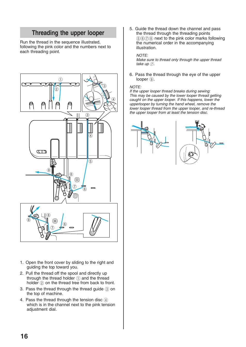 Threading the upper looper | Brother 4234D User Manual | Page 20 / 80