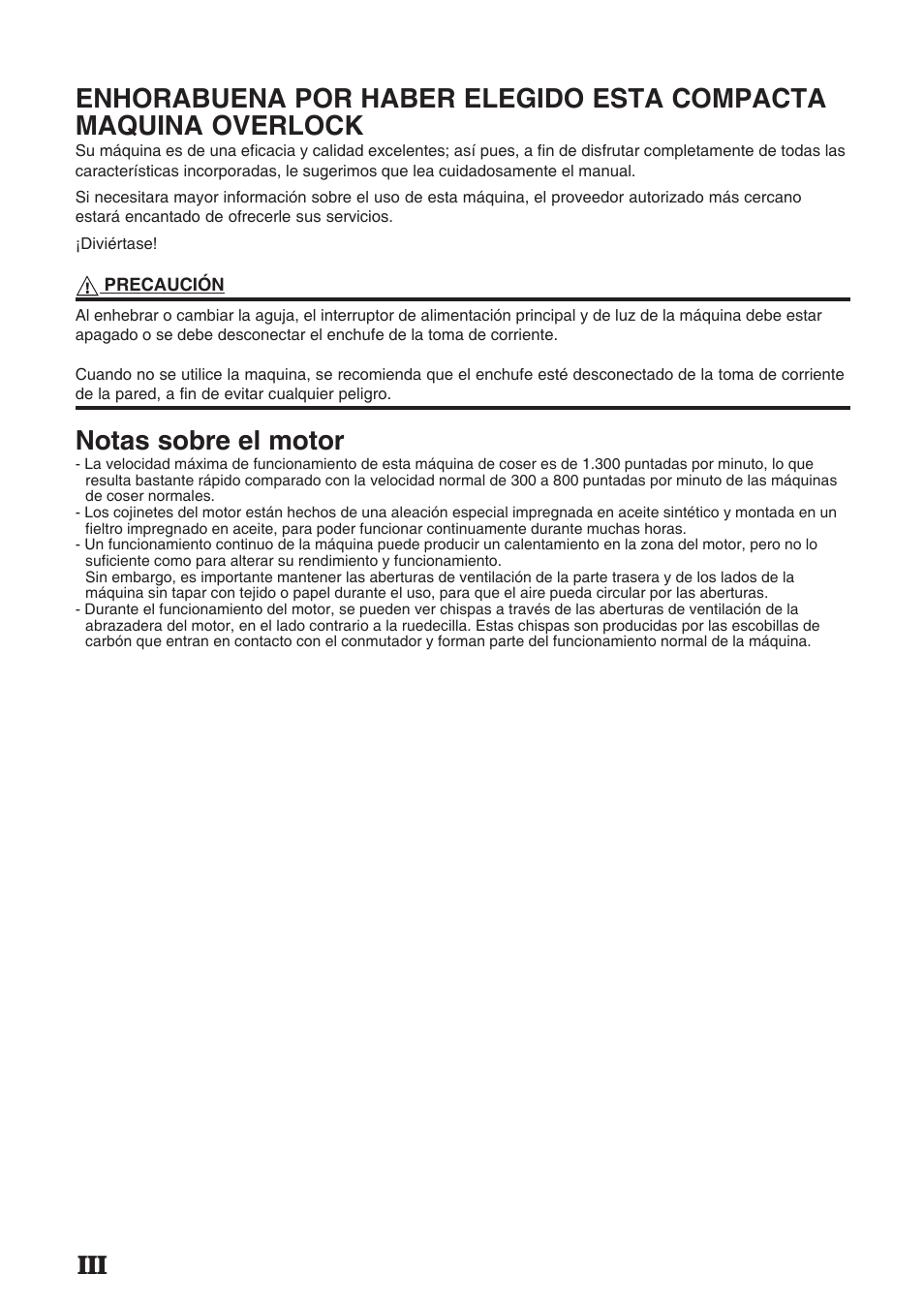 Notas sobre el motor | Brother 4234D User Manual | Page 42 / 80