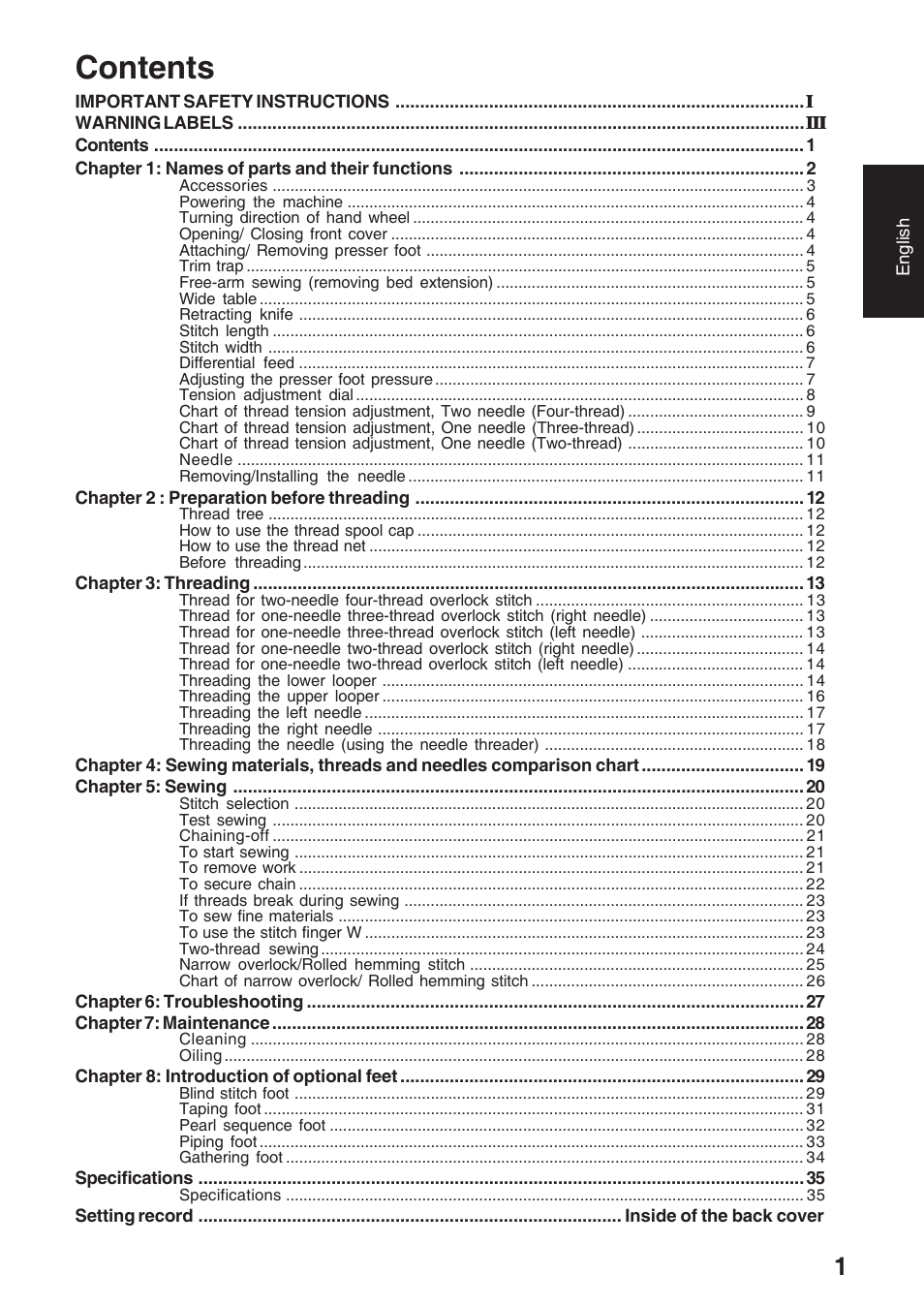 Brother 4234D User Manual | Page 5 / 80