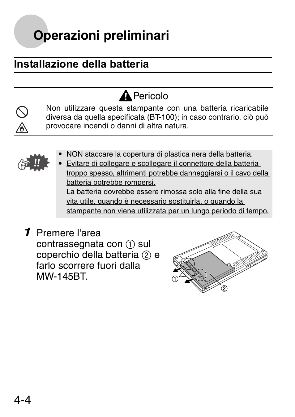 Operazioni preliminari | Brother MW-145BT User Manual | Page 35 / 92