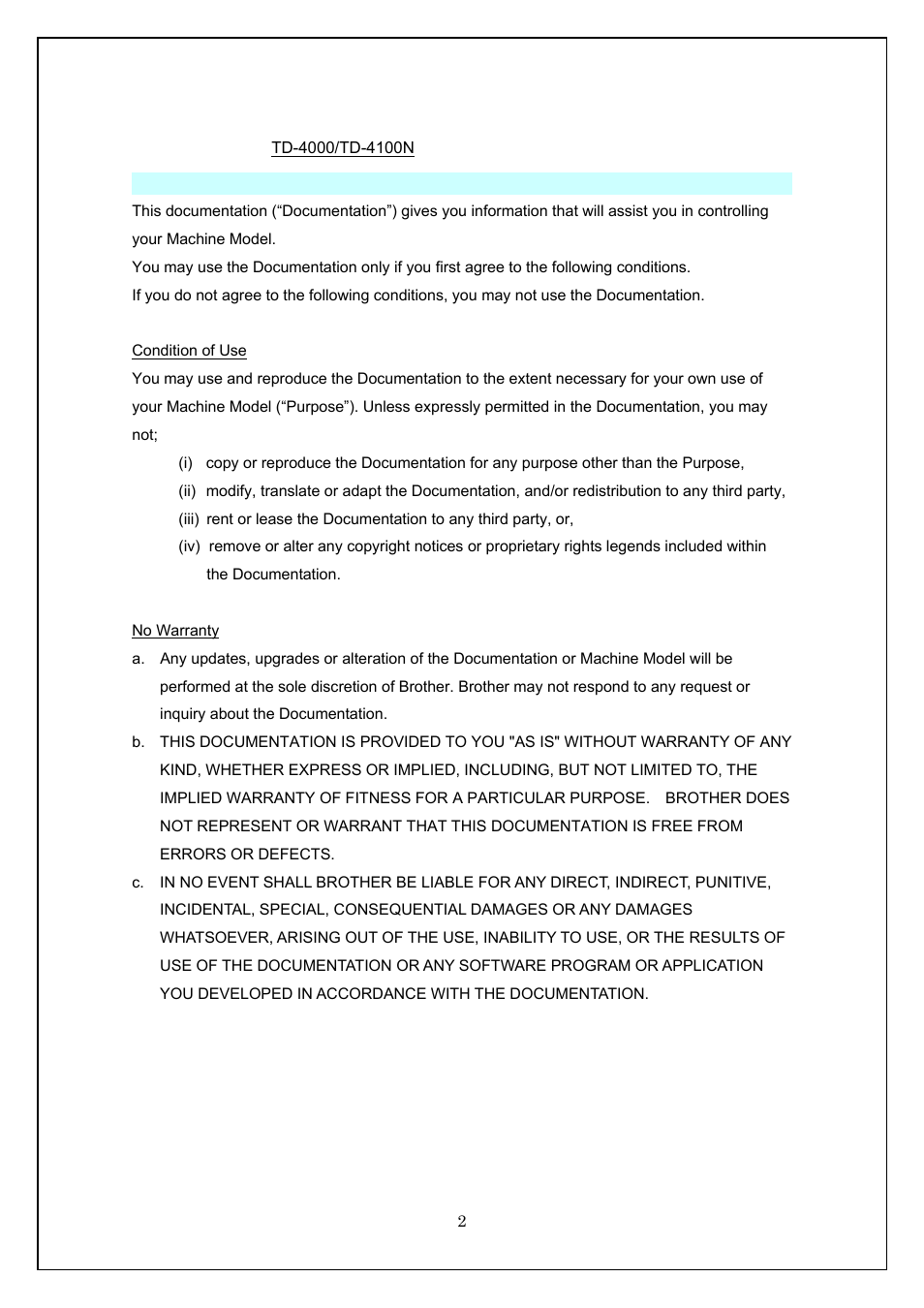 Brother TD-4100N User Manual | Page 2 / 115