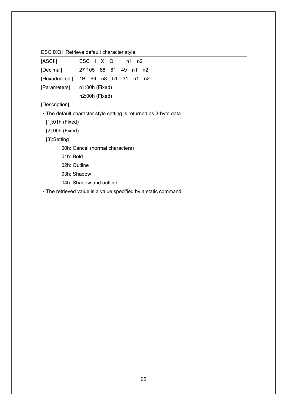 Esc ixq1 retrieve default character style | Brother TD-4100N User Manual | Page 95 / 115