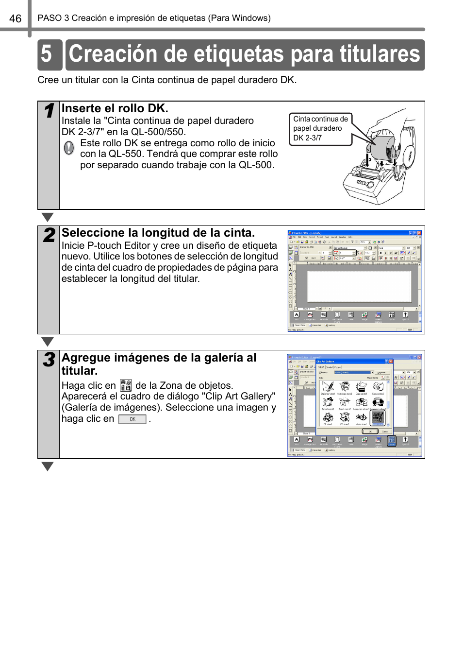 5 creación de etiquetas para titulares | Brother QL-500 User Manual | Page 104 / 118