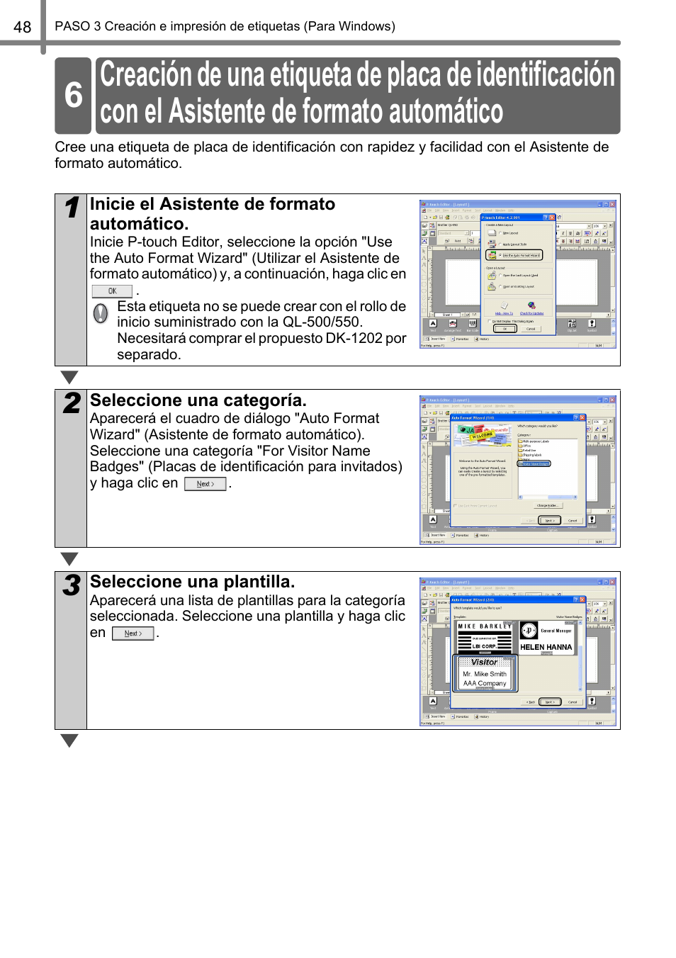 Con el asistente de formato automático | Brother QL-500 User Manual | Page 106 / 118